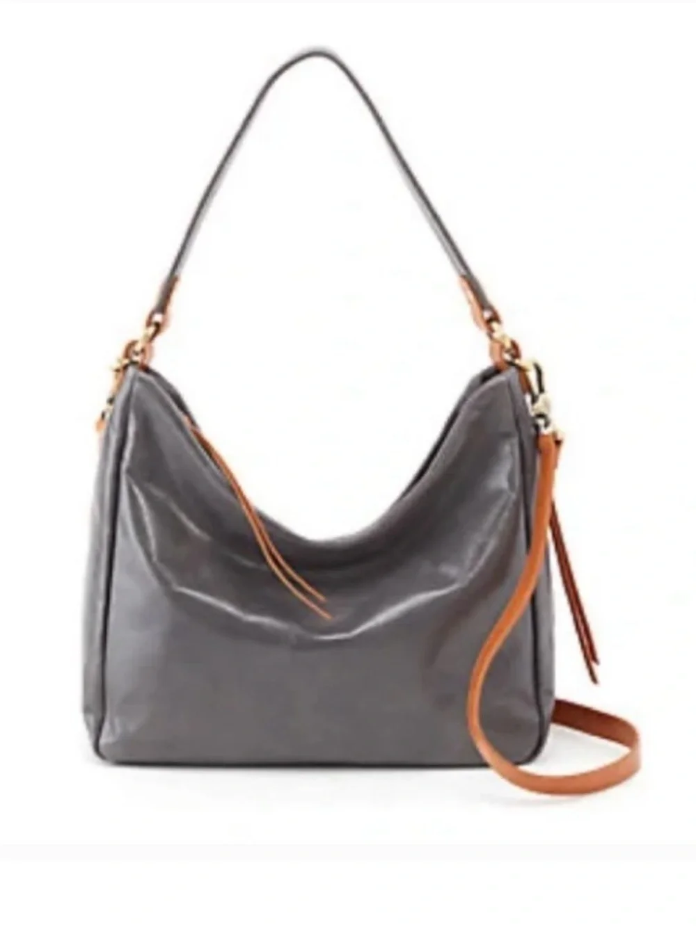 HOBO Delilah Gray Leather Convertible Satchel Hobo Bag Orig $288